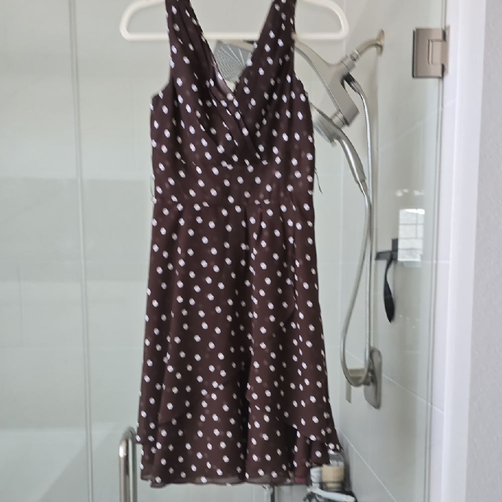 White House Black Market Brown Polka Dot Midi Dress